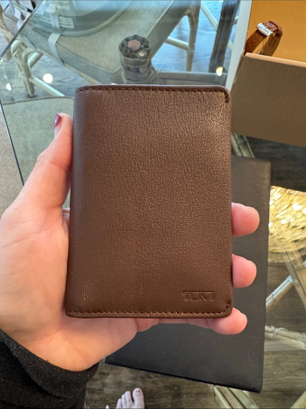 Tumi nassau slg multi window card case brown textured